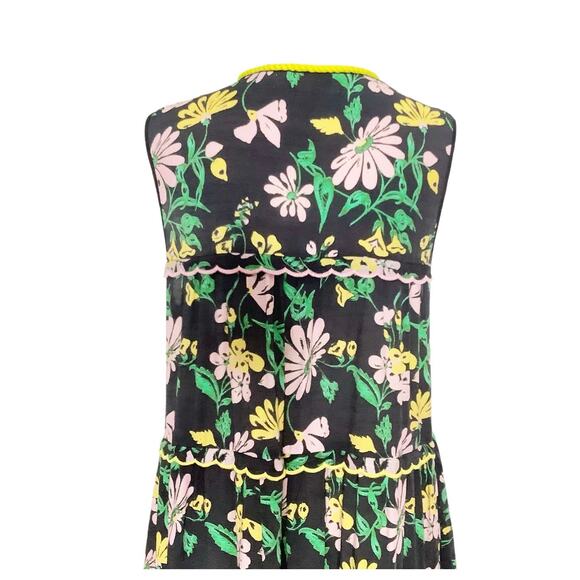 Zayan The Label Sleeveless Tiered Maxi Dress Tassel Tie Scalloped Hems 12 - Picture 9 of 12